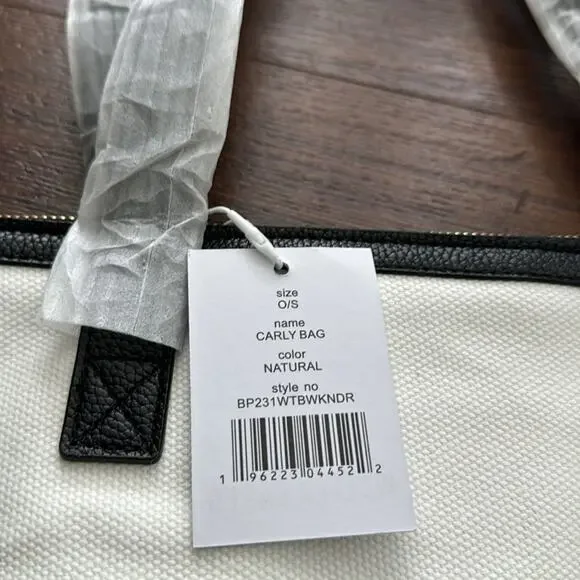 Walter Baker NWT Carly Bag Natural Canvas with black handles and trim. - Picture 8 of 8